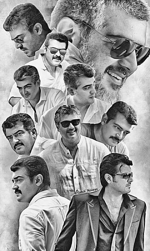 Black and White Collage of Bollywood Actor Ajay Devgn in Various Roles and Expressions HD phone wallpaper