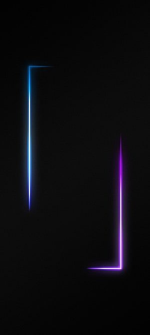Abstract Neon Corner Lines Wallpaper - Blue and Purple Glowing Geometric Shapes on Black Background HD phone wallpaper