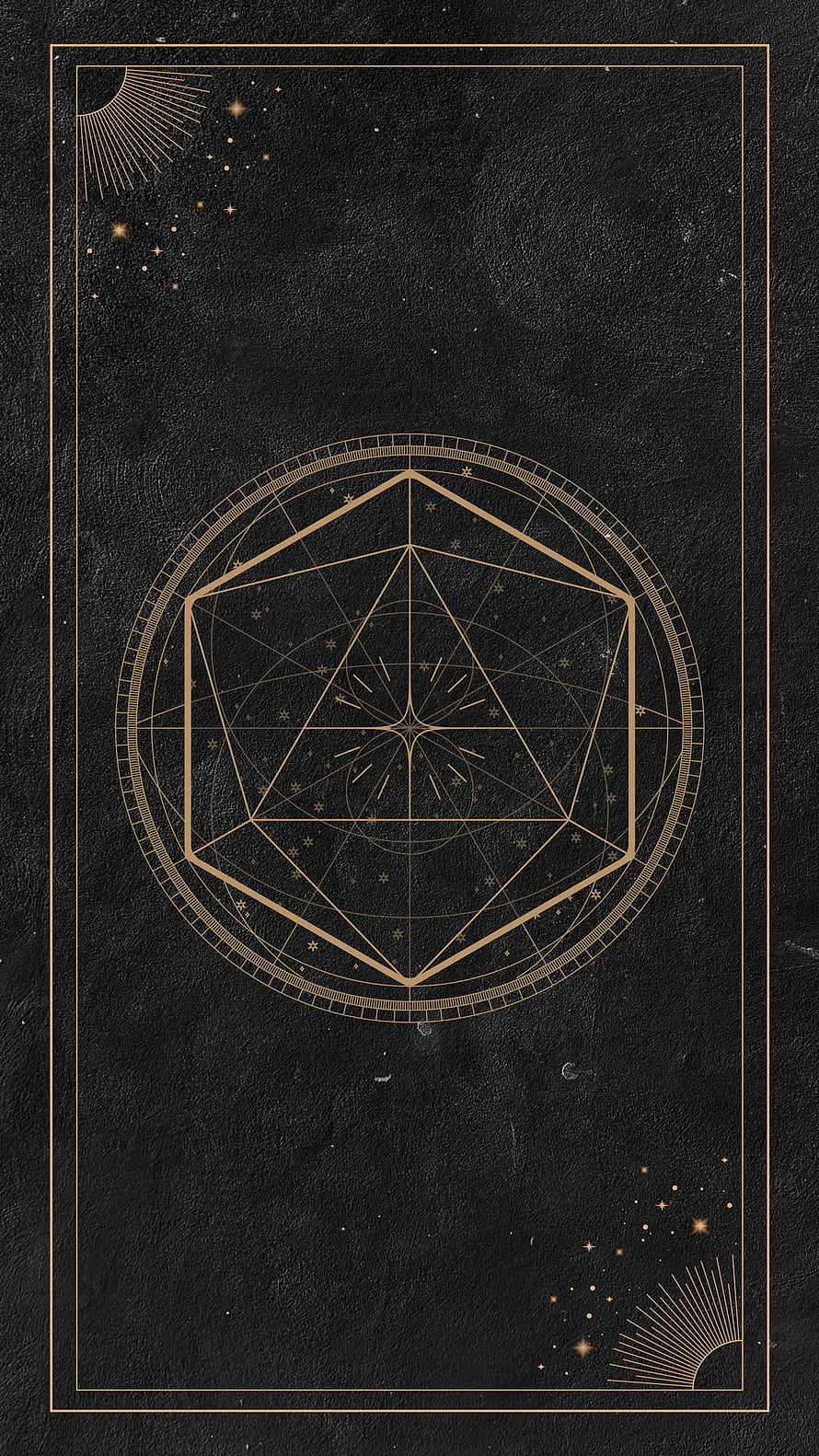 Elegant Gold Geometric Sacred Geometry Pattern on Black Textured Background HD phone wallpaper