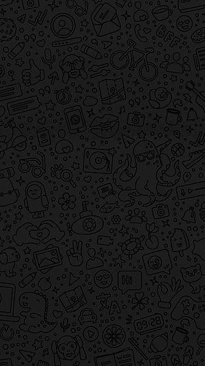 Dark Doodle Pattern Wallpaper with Cute Icons, Ghost, and Everyday Objects HD phone wallpaper