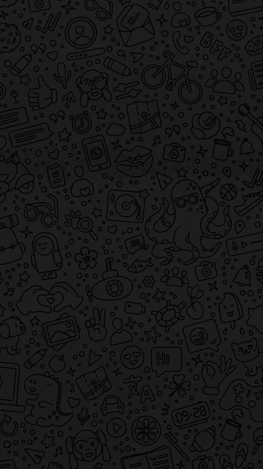 Dark Doodle Pattern Wallpaper with Cute Icons, Ghost, and Everyday Objects HD phone wallpaper