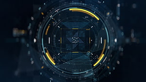 Futuristic Digital Interface with Glitch Effect and Circuit Board Elements HD wallpaper