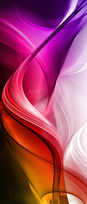 Abstract Flowing Ribbons Wallpaper With Vibrant Purple, Pink, Red, And Orange Gradient Waves HD phone wallpaper