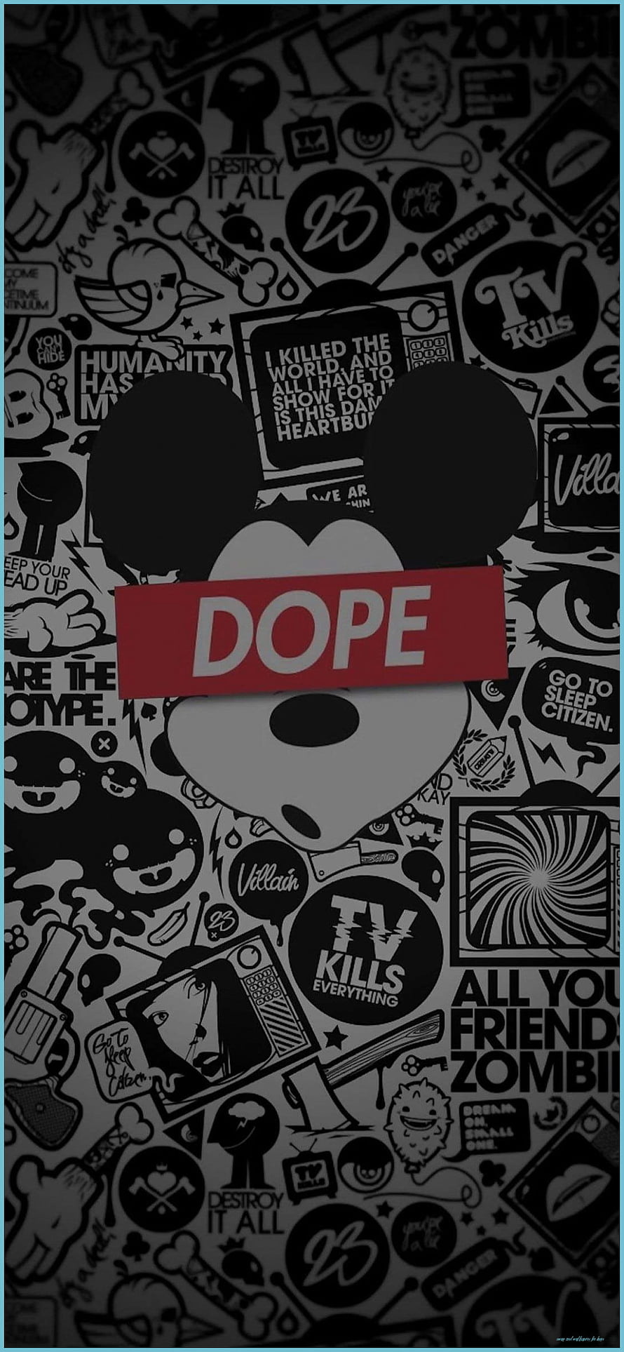 Mickey Mouse Silhouette With Dope Text On Graffiti Background HD phone wallpaper