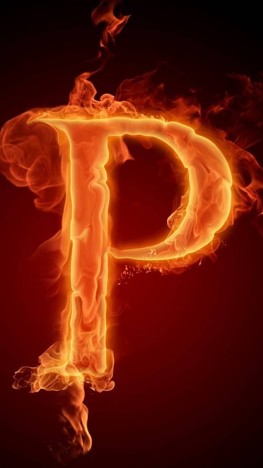 Fiery Letter P Wallpaper - Burning Alphabet Art HD phone wallpaper