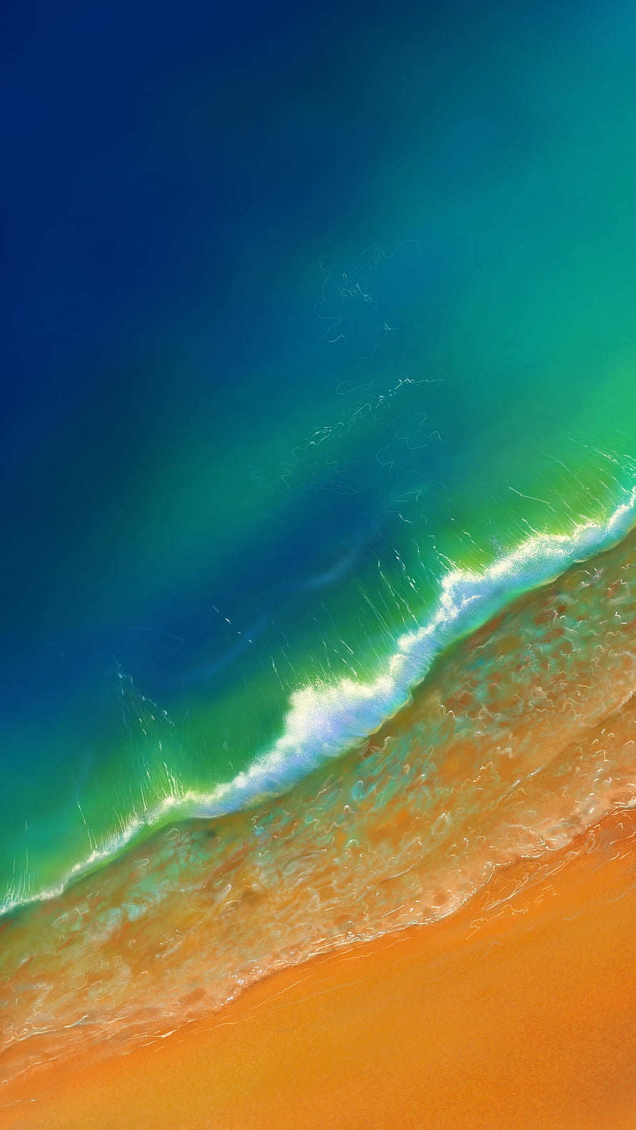 Aerial View of Turquoise Ocean Waves Rolling onto a Golden Sandy Beach HD phone wallpaper