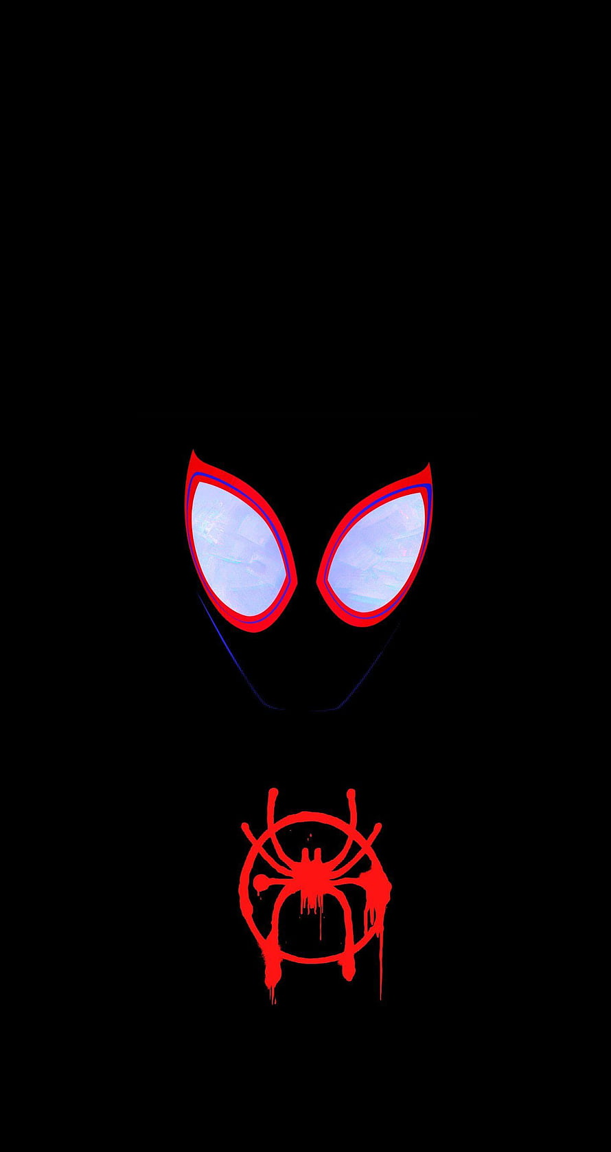 Spider-Man Eyes and Red Spider Logo on Black Background, Miles Morales Logo HD phone wallpaper