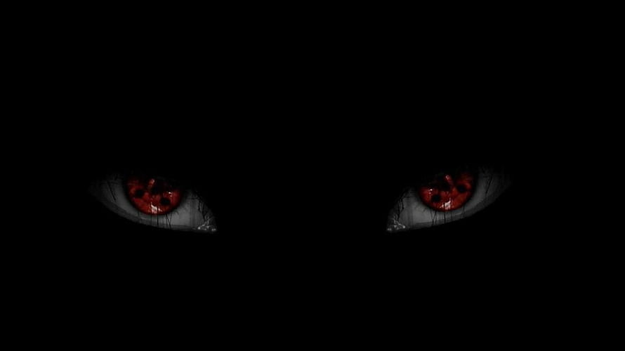 Sharingan Eyes in Darkness - Naruto Anime Character Close-Up Wallpaper HD wallpaper