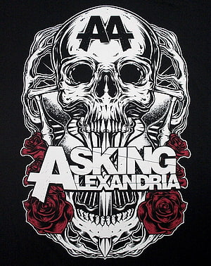 Asking Alexandria Skull and Roses Band Graphic Design HD phone wallpaper