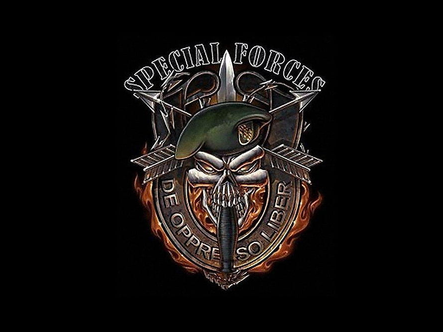 Special Forces Skull Emblem with Dagger and Green Beret HD wallpaper