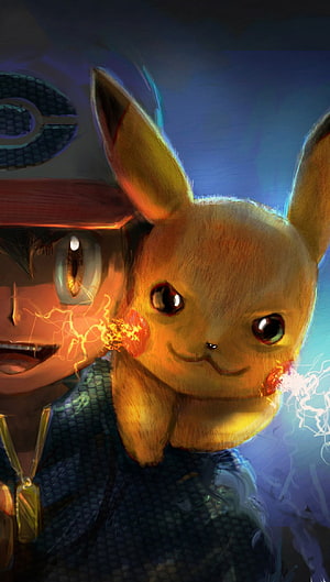 Ash Ketchum and Pikachu Digital Art Wallpaper HD phone wallpaper