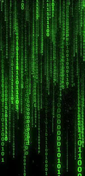 The Matrix Digital Rain Green Binary Code Falling on Black Background HD phone wallpaper