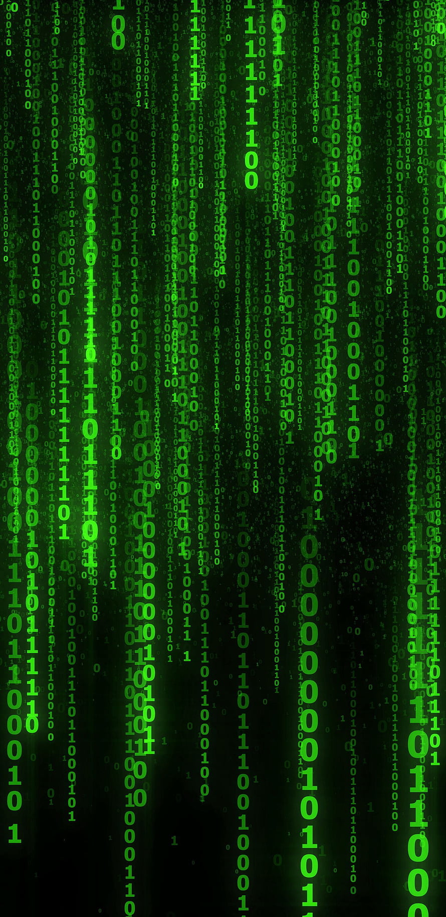 The Matrix Digital Rain Green Binary Code Falling on Black Background HD phone wallpaper