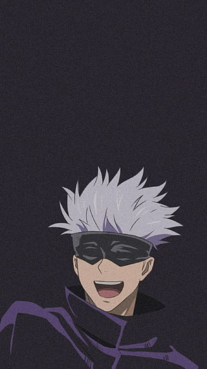 Gojo Satoru Jujutsu Kaisen Anime Character Portrait with Black Blindfold and Purple Jacket HD phone wallpaper