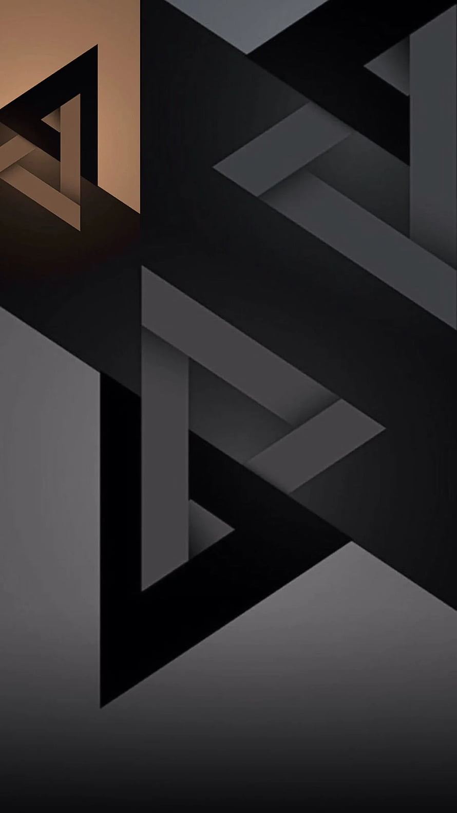 Dark Geometric Abstract Art with Triangular Patterns and Warm Copper Accents HD phone wallpaper