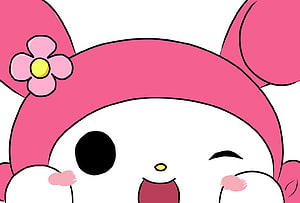 Cute My Melody Winking Face With Pink Flower Hoodie HD wallpaper