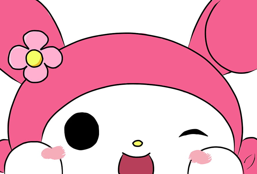Cute My Melody Winking Face With Pink Flower Hoodie HD wallpaper