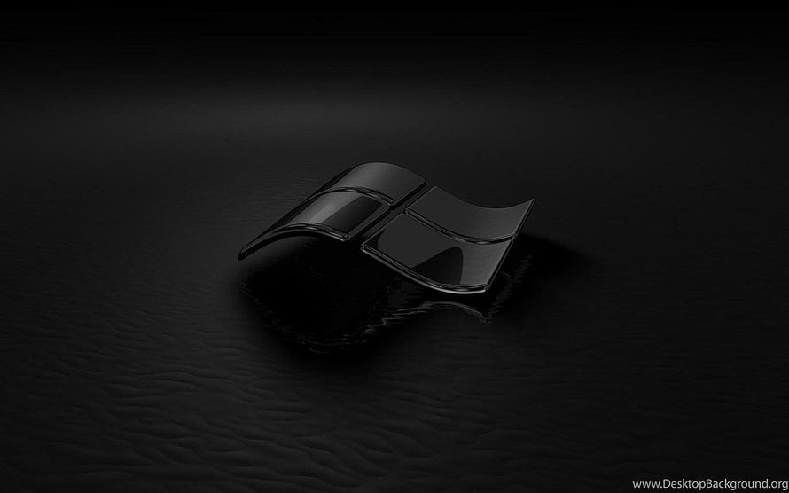 Sleek Black Windows Logo Emblem on Dark Textured Surface HD wallpaper