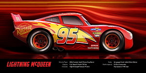 Lightning McQueen 95 Rust-eze Racing Car Side Profile with Speed Streaks HD wallpaper