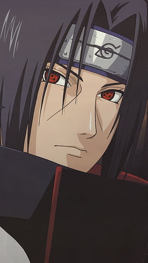 Itachi Uchiha Sharingan Close-Up Portrait From Naruto Anime Series HD phone wallpaper