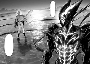 Saitama and Awakened Garou Confrontation in One Punch Man Manga Panel, Saitama Vs. Awakened Garou. One Punch Man, Cosmic Garou HD wallpaper