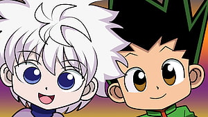 Hunter x Hunter Chibi Art Featuring Gon and Killua in Cute Anime Style HD wallpaper