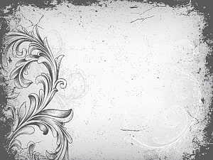 Vintage Grunge Floral Frame with Ornate Black Scrollwork on Distressed White Background HD wallpaper