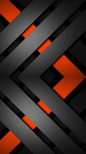 Abstract Geometric Material Design Pattern with Black, Gray, and Orange Diagonal Layers HD phone wallpaper