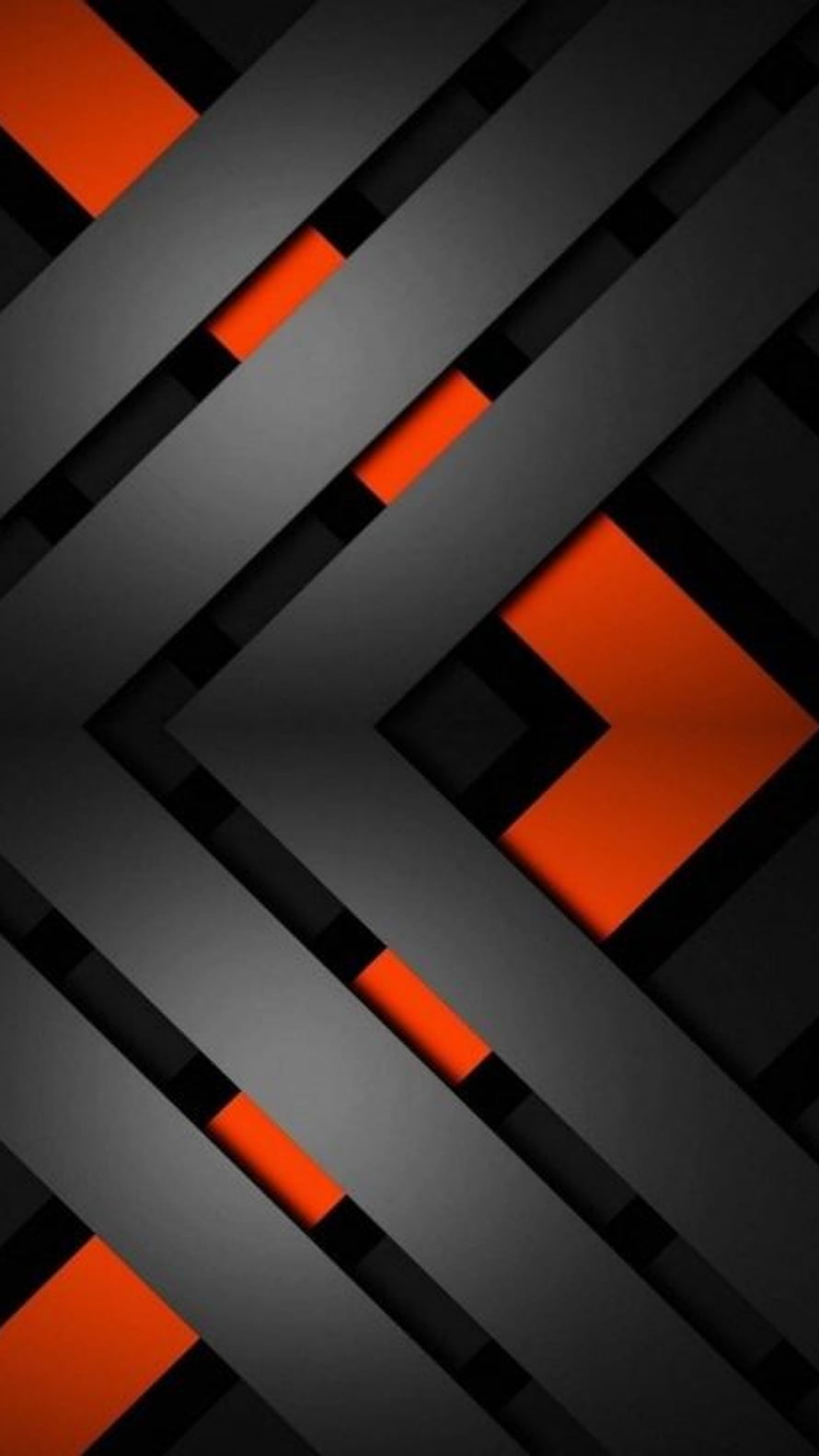 Abstract Geometric Material Design Pattern with Black, Gray, and Orange Diagonal Layers HD phone wallpaper