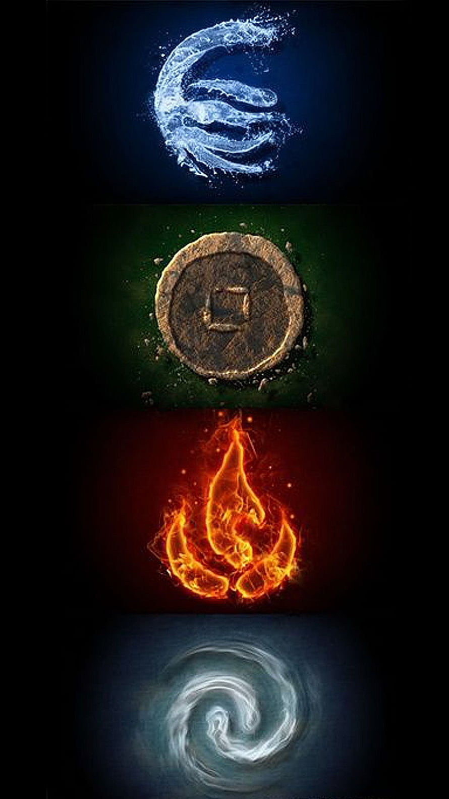Avatar The Last Airbender Four Elements Water Earth Fire Air Symbols HD phone wallpaper