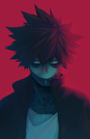 Dabi Character Portrait from My Hero Academia with Spiky Hair and Stitched Face HD phone wallpaper