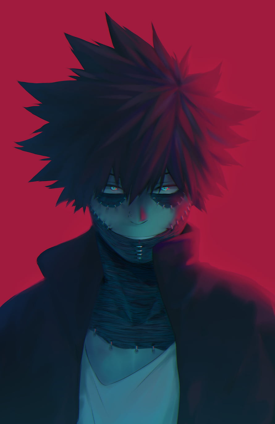 Dabi Character Portrait from My Hero Academia with Spiky Hair and Stitched Face HD phone wallpaper