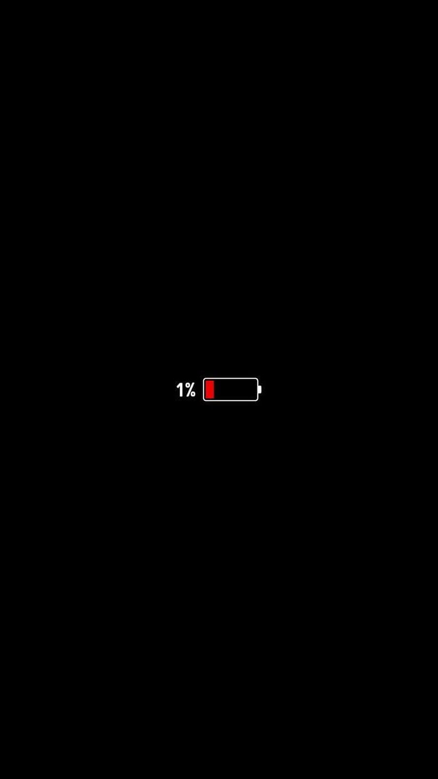 Minimalist Low Battery Icon on Black Background HD phone wallpaper
