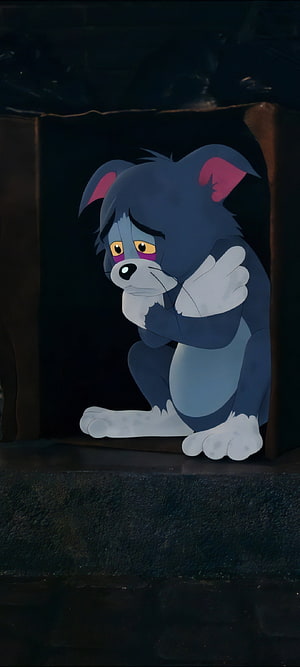 Sad Tom Cat Crying in Dark Corner from Tom and Jerry Animated Series HD phone wallpaper