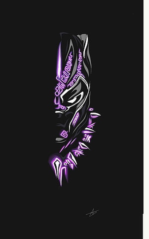 Abstract Purple and Black Tribal Mask Artwork with Neon Glow HD phone wallpaper