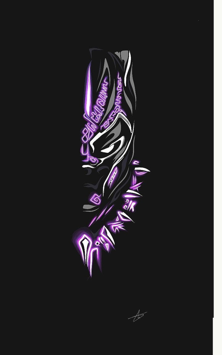 Abstract Purple and Black Tribal Mask Artwork with Neon Glow HD phone wallpaper