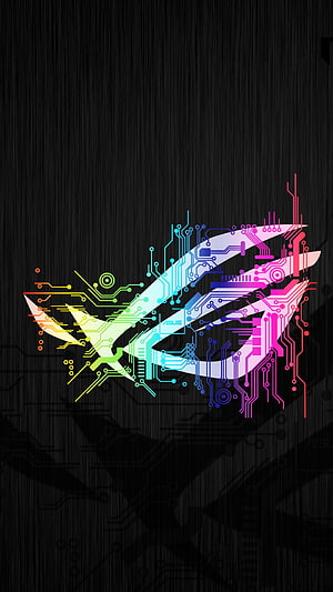 Asus ROG Eye Logo with Neon Circuit Board Pattern on Dark Background HD phone wallpaper