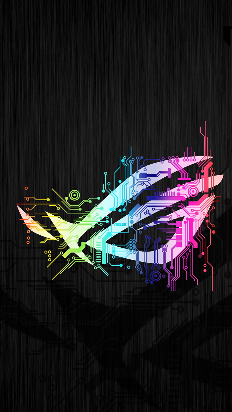 Asus ROG Eye Logo with Neon Circuit Board Pattern on Dark Background HD phone wallpaper