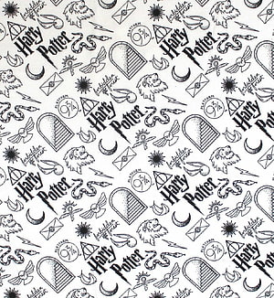 Harry Potter Black and White Icon Pattern Wallpaper HD phone wallpaper
