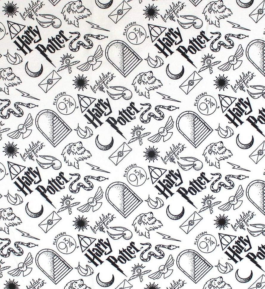 Harry Potter Black and White Icon Pattern Wallpaper HD phone wallpaper