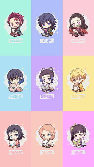 Chibi Demon Slayer Characters Collection Wallpaper HD phone wallpaper