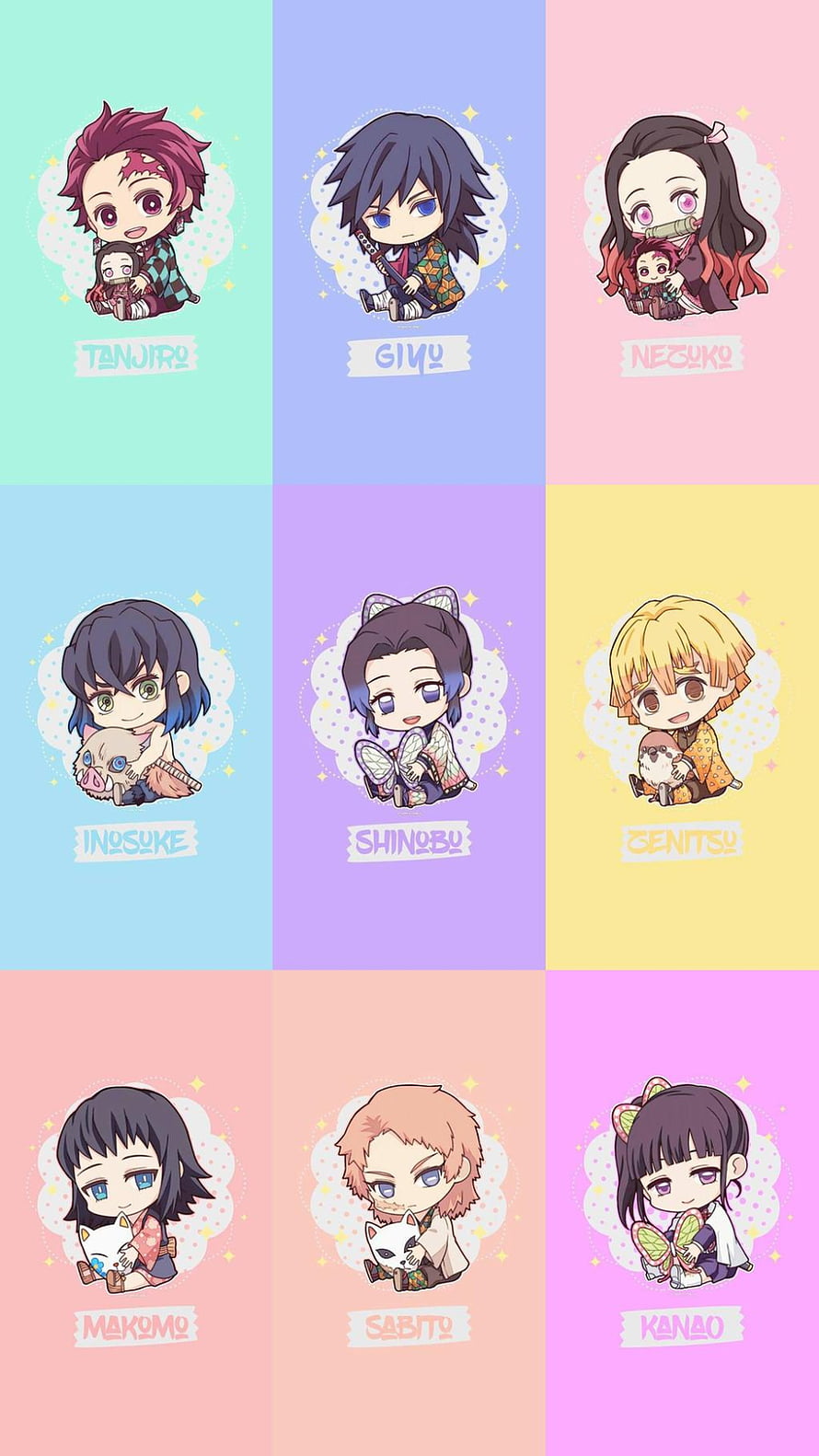 Chibi Demon Slayer Characters Collection Wallpaper HD phone wallpaper