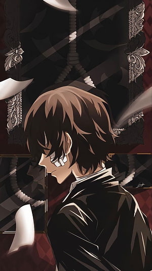Osamu Dazai from Bungou Stray Dogs in Dark Formal Attire with Bandaged Eyes HD phone wallpaper