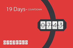 Red Minimalist Countdown Timer Graphic with Flip Clock Display HD wallpaper