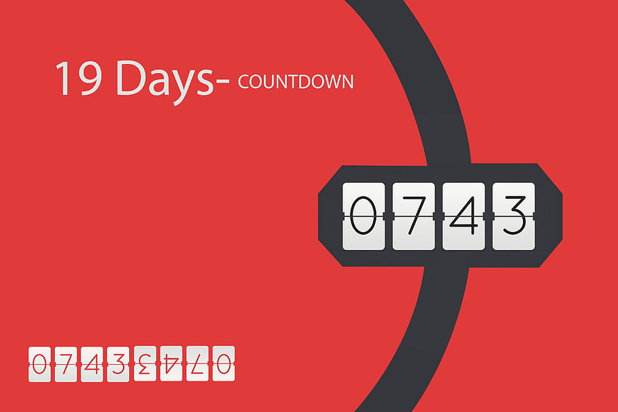 Red Minimalist Countdown Timer Graphic with Flip Clock Display HD wallpaper