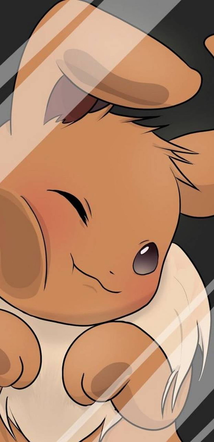 Cute Eevee Winking Close-Up Anime Style Digital Art Wallpaper HD phone wallpaper
