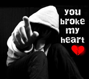 Sad Hoodie Guy Pointing Finger With Broken Heart Quote Wallpaper HD wallpaper