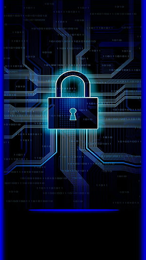 Glowing Digital Padlock on Circuit Board with Binary Code for Cybersecurity HD phone wallpaper