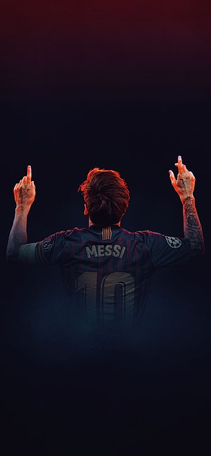 Lionel Messi FC Barcelona Number 10 Jersey Celebration Wallpaper HD phone wallpaper