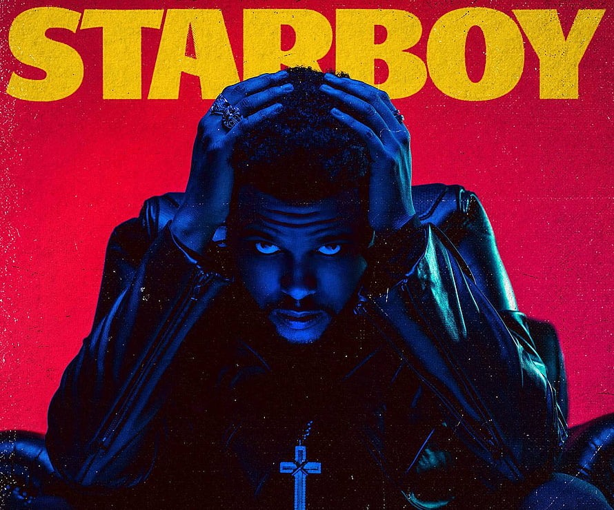 The Weeknd Starboy Album Cover Artwork with Red Background and Blue Lighting HD wallpaper